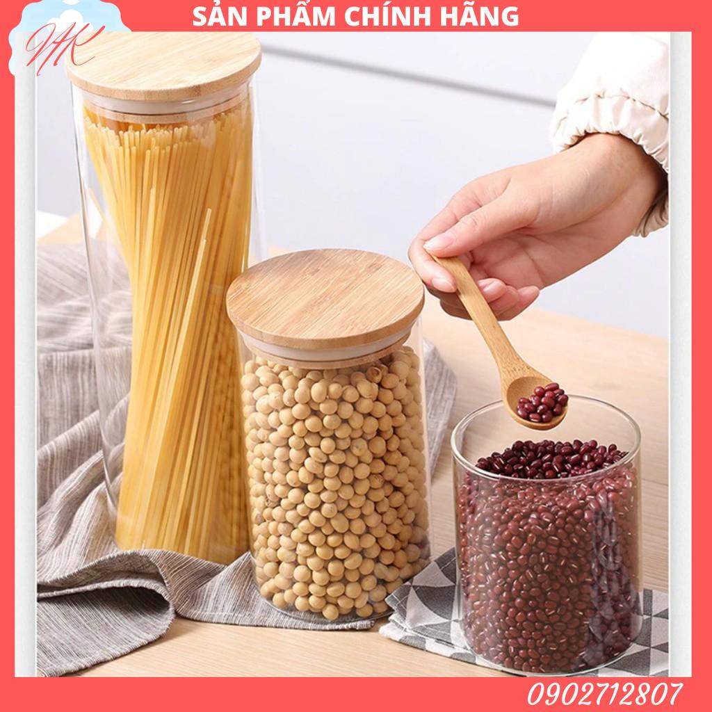 Hũ thủy tinh tròn nắp tre hít kín hơi 750ml - 1L- 1.5L - 2L - SAPATA