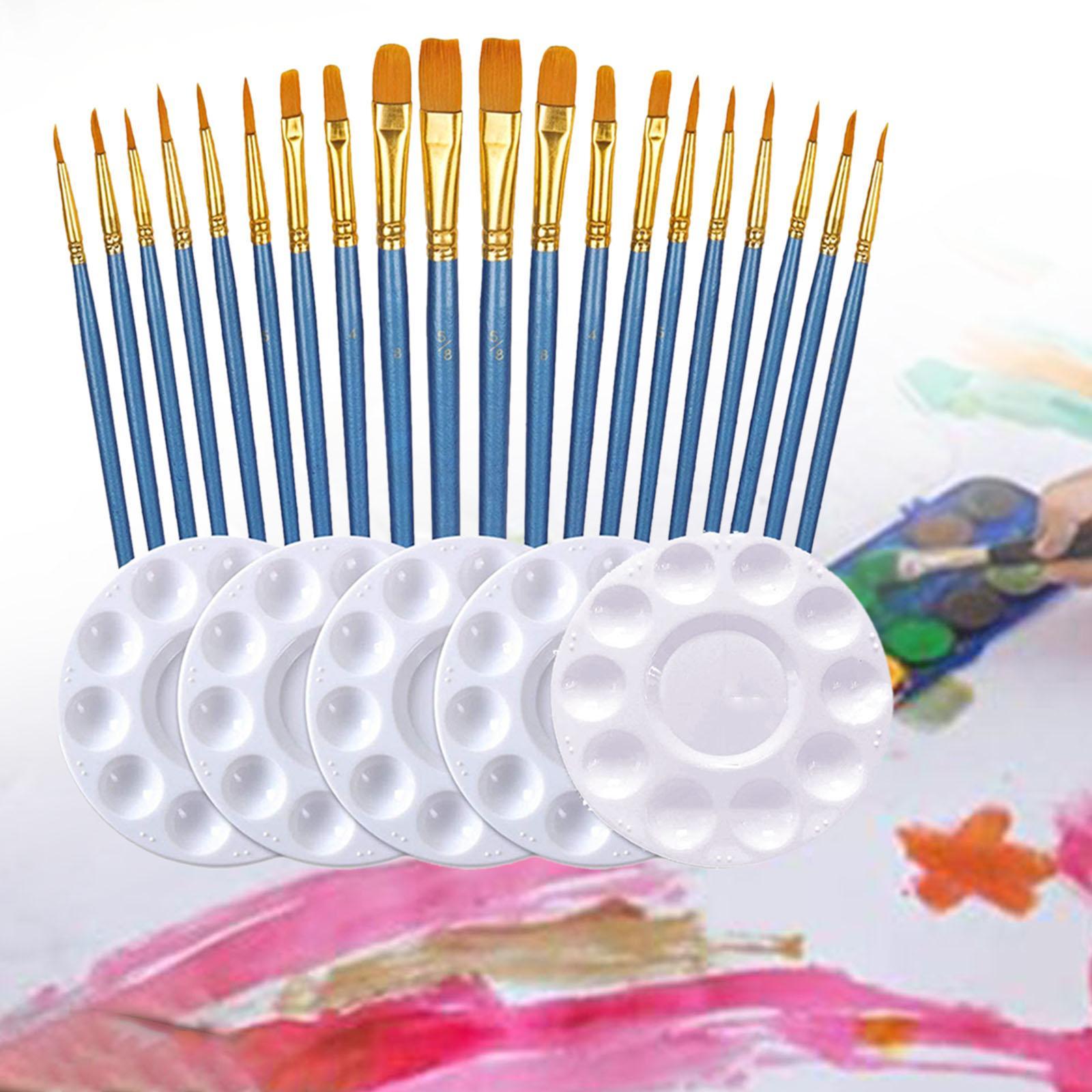 25x Paint Brushes Palette Set Acrylic Painting Tool Artist Paint Brushes Nylon Hair Brushes for Arts Projects Classroom Make up DIY Crafts
