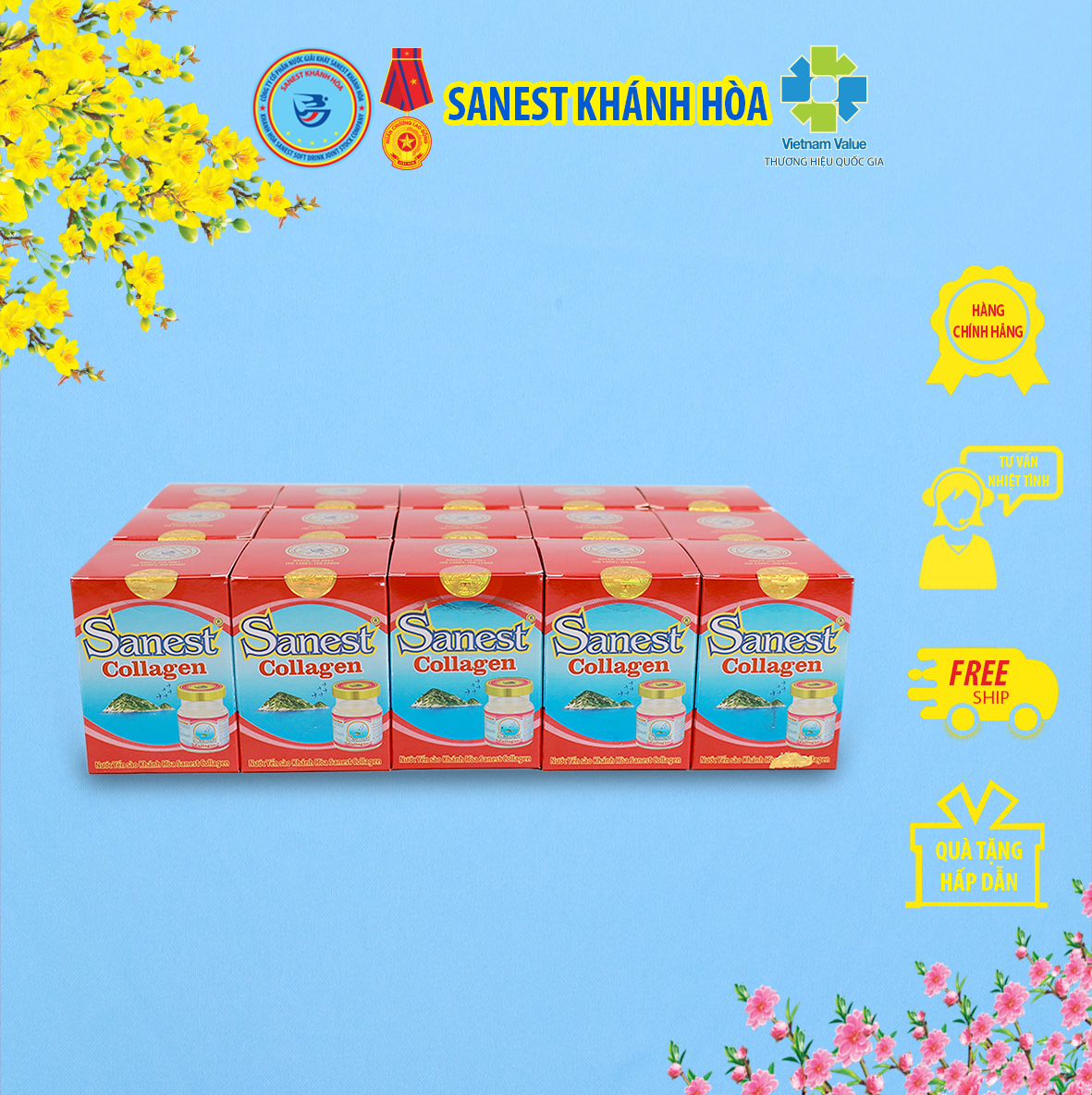 Nước Yến sào Khánh Hòa Sanest Collagen đóng lọ 70ml