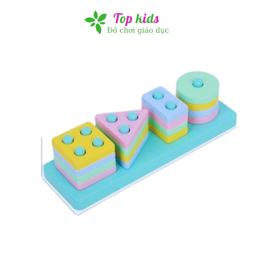 Đồ chơi gỗ montessori đồ chơi thông minh trí tuệ bộ thả hình khối 4 trụ cho bé trai bé gái
