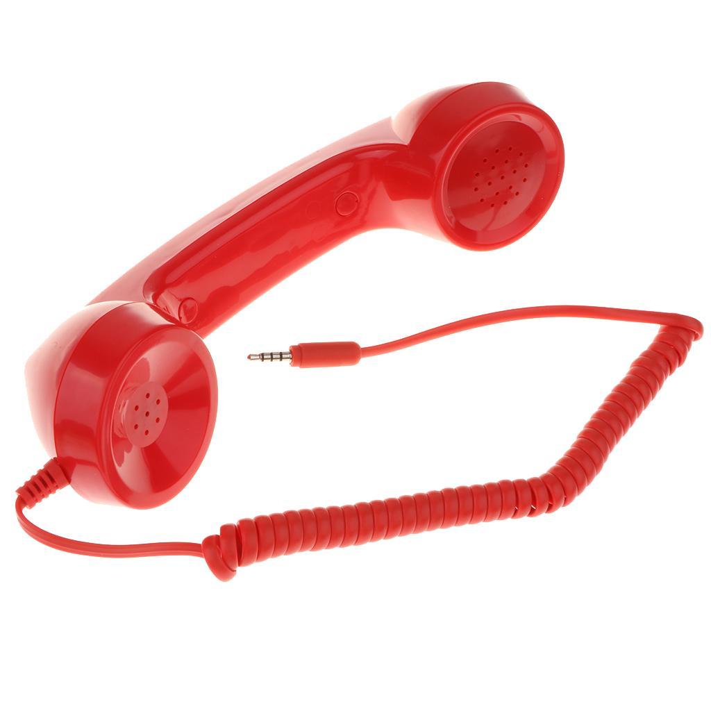 3.5mm Mic  Telephone Handset Phone Classic Receiver Red
