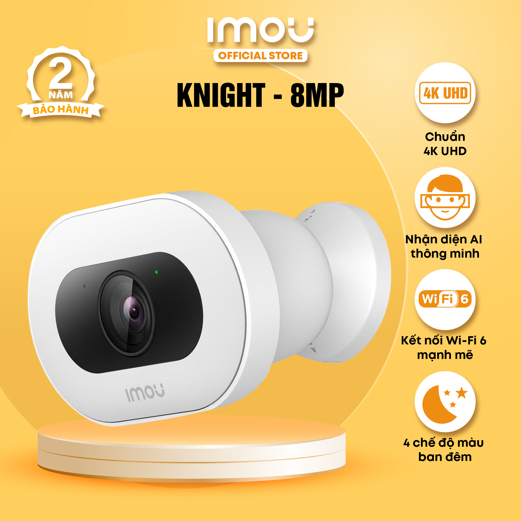 Camera Wifi cố định ngoài trời Imou Knight I IPC-F88FIP-V2 I 4K UHD I Phát hiện người/ phương tiện/ thú nuôi bằng AI I Hàng chính hãng