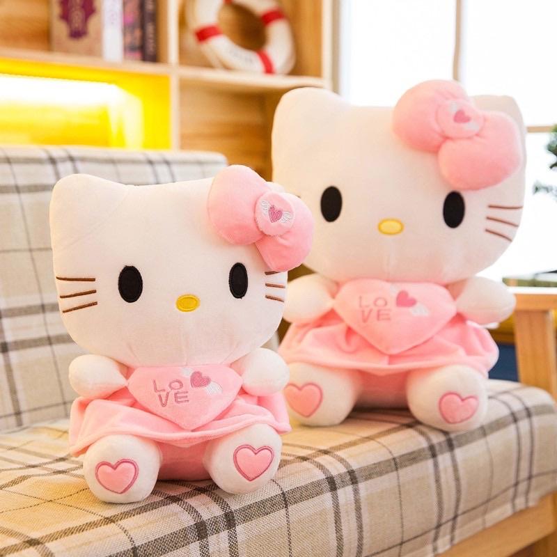 Gấu bông mèo Hello Kitty váy hồng kích thước 30-40-55cm