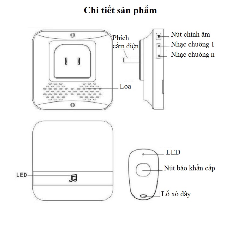 Báo động hỗ trợ cho người già, cao tuổi khi cần trợ giúp bảo vệ người thân, dễ dàng lắp đặt, sử dụng