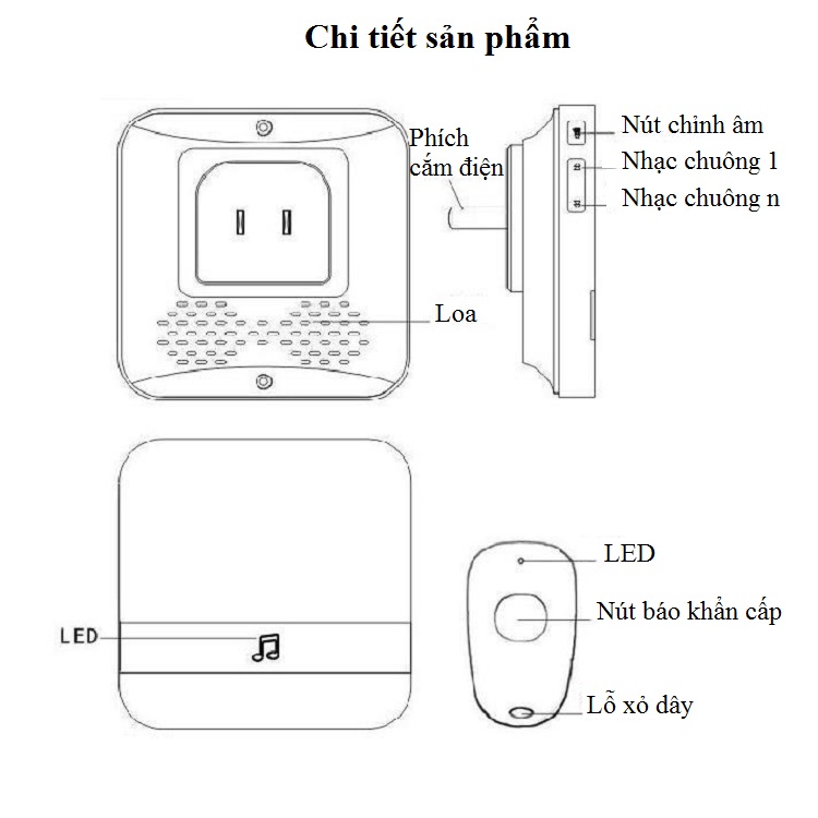 Báo động hỗ trợ cho người già, cao tuổi khi cần trợ giúp bảo vệ người thân, dễ dàng lắp đặt, sử dụng ( TẶNG KÈM 03 NÚT KẸP CAO SU SIÊU TIỆN DỤNG NGẪU NHIÊN )