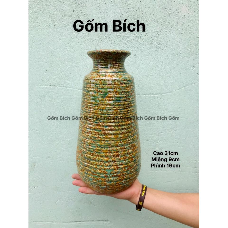Bình Hoa Lọ Hoa Dáng Chai Men Sắc Màu Cao 31cm Gốm Sứ Bát Tràng - Gốm Bích