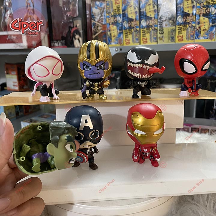 Bộ 8 nhân vật Avengers chibi - Set 8 figure Avengers - Mô hình nhân vật siêu anh hùng