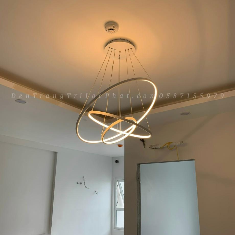 Hình ảnh Đèn thả, đèn thả trần 3 vòng led cao cấp trang trí phòng khách, phòng ngủ, bàn ăn hiện đại sang trọng (Bảo hành 2 năm)