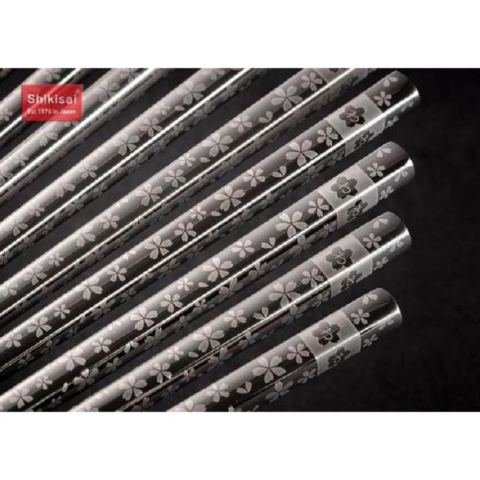Set 5 đôi đũa inox 304 cao cấp hoa anh đào thương hiệu shikisai 1189