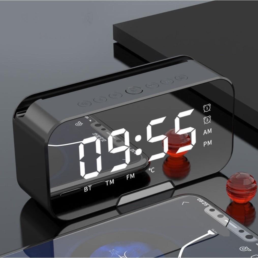 Loa bluetooth đồng hồ báo thức G10 Plus màn hình tráng gương hiển thị đèn led nghe đài fm radio