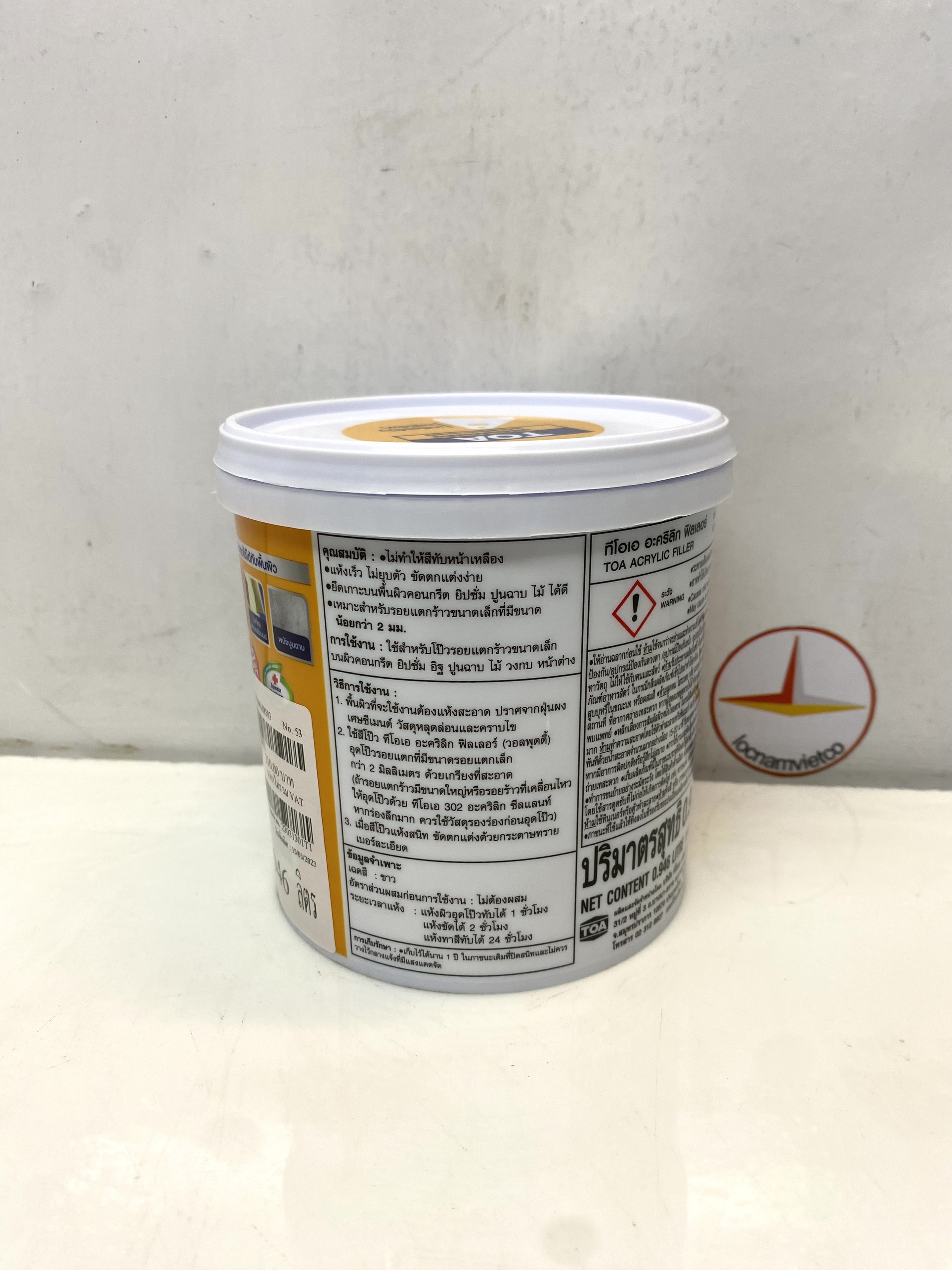 Keo xử lý nứt tường, trám vá lỗ đinh TOA Acrylic Filler 1 kg/Lon