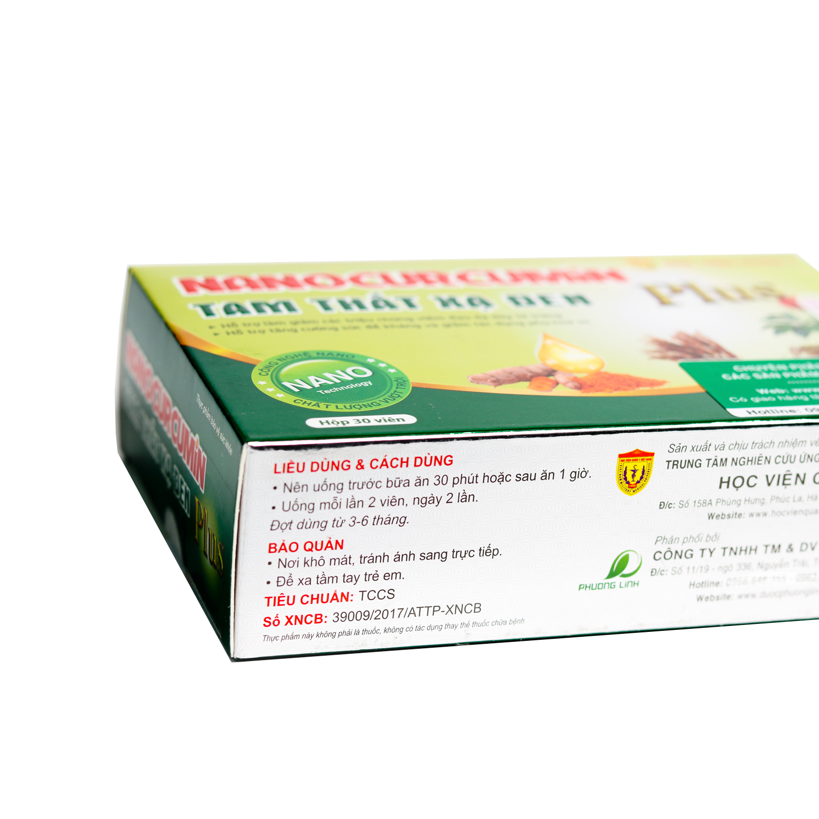 Nanocurcumin Tam Thất Xạ Đen Học Viện Quân Y PLUS (Hộp xanh 30 Viên)