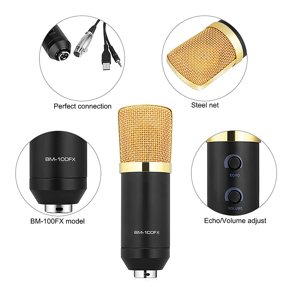 Micrô Ngưng Tụ USB Với Mic Thu Âm Cardioid Cho Máy Tính Xách Tay