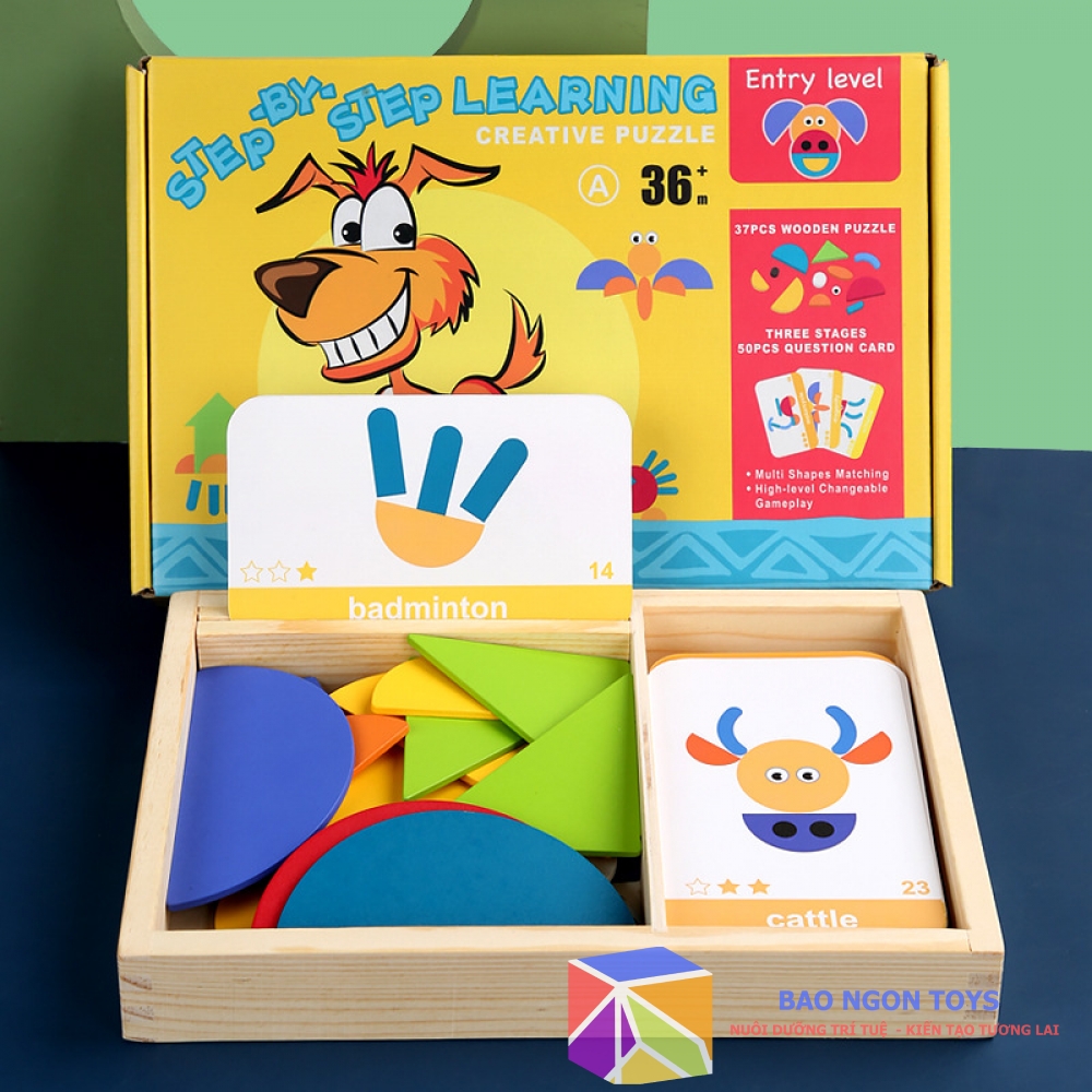 ĐỒ CHƠI XẾP HÌNH TANGRAM ĐỘNG VẬT GIÚP BÉ PHÁT TRIỂN TRÍ THÔNG MINH HÌNH HỌC - MONTESSORI GEOMETRY PUZZLE