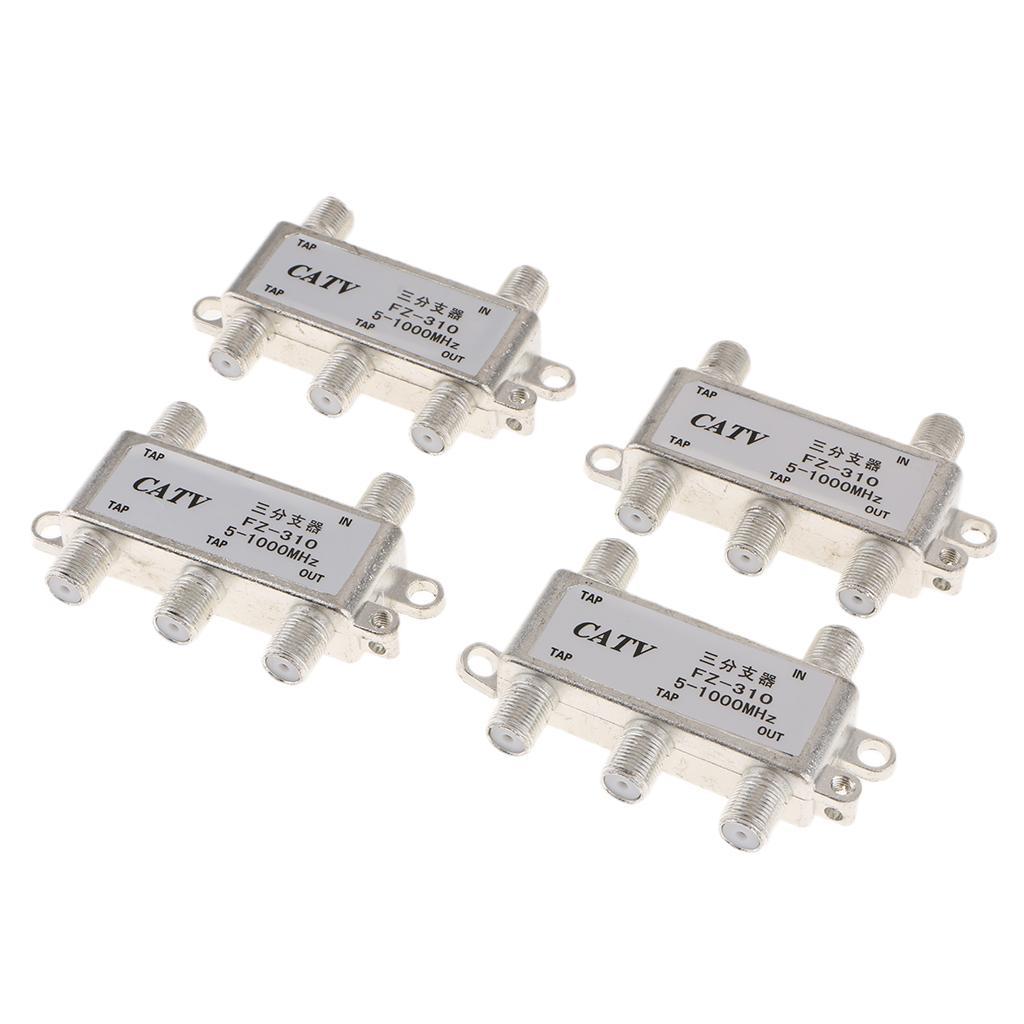 4 Way Cable TV Splitters, Coax Coaxial RG6 Satellite Singal Adapter High Performance