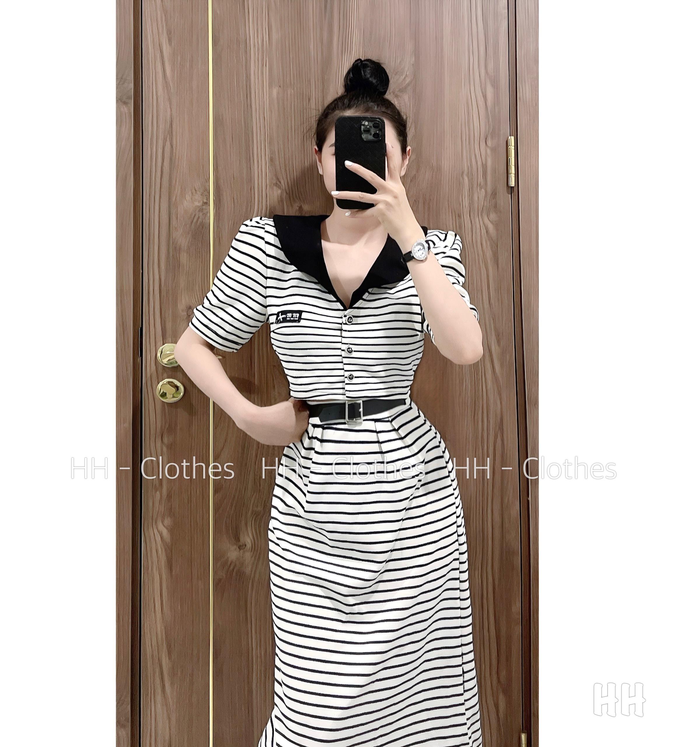 SET ĐI CHƠI, SET 2 MÓN ÁO CROPTOP KIỂU SỌC TAY NGẮN PHỐI CHÂN VÁY DÀI CỰC XINH