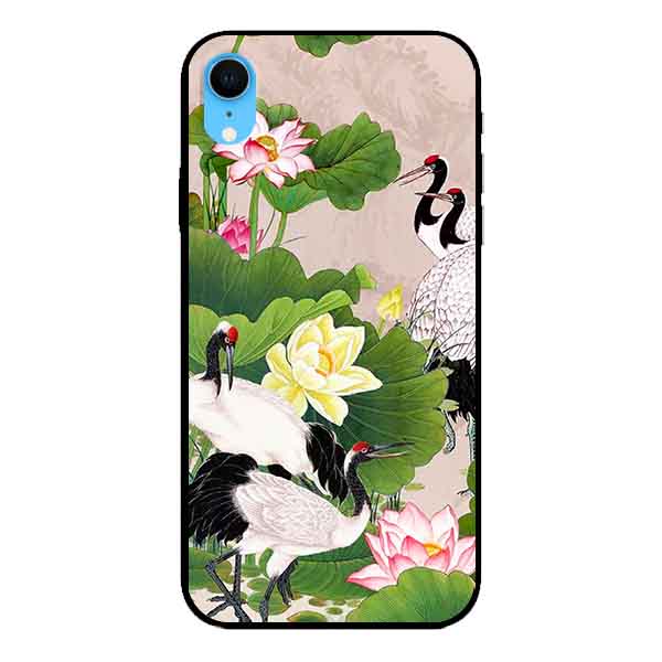 Ốp lưng in cho Iphone XR Mẫu Sen Và Hạc