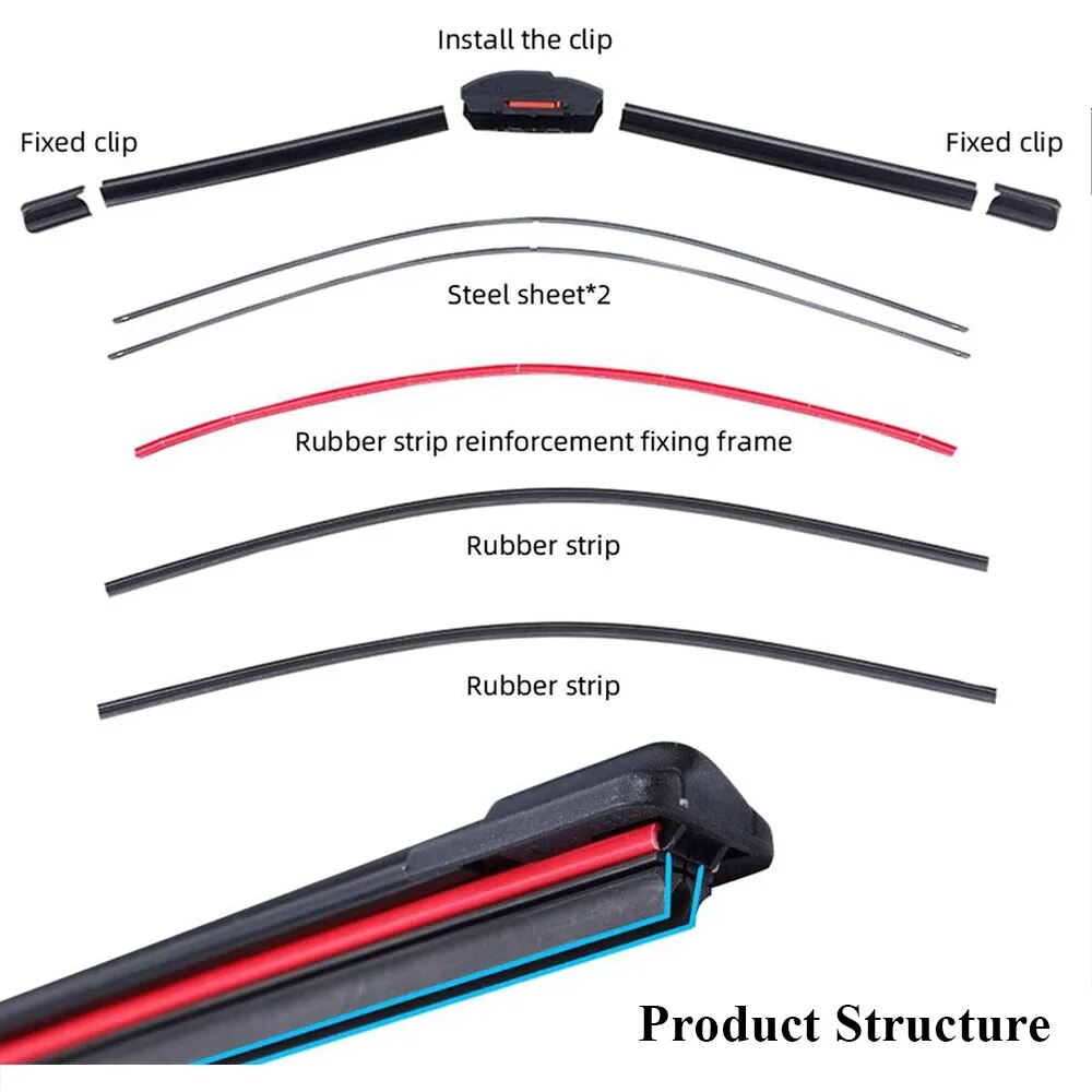 Bộ 2 thanh gạt mưa kính chắn gió ô tô 2 lớp Universal Car Windshield Wiper Blades