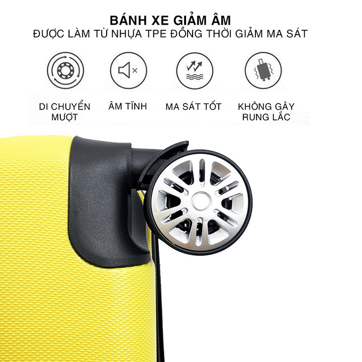 Vali du lịch mẫu trơn chất liệu nhựa pc+abs có size to giá rẻ