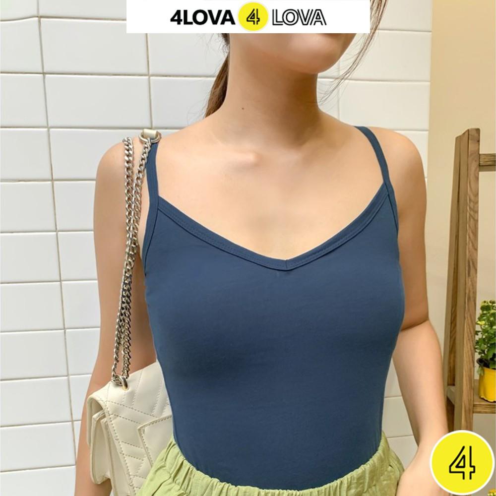 Áo 2 dây nữ cổ tim 4LOVA chất liệu thun 100% cotton dáng ôm mềm mại, quyến rũ