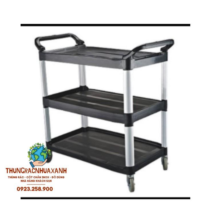 XE ĐẨY PHỤC VỤ BÀN ĂN - XE ĐẨY DỌN DẸP BÀN ĂN NHÀ HÀNG CHẤT LIỆU NHỰA CAO CẤP MÀU ĐEN L010B