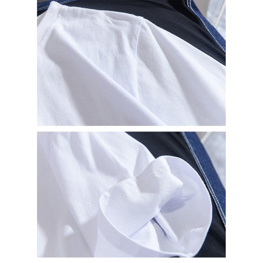 ÁO THUN NGẮN TAY IN CHỮ KHÔNG CỔ BASIC NAM NỮ UNISEX CAO CẤP, ÁO PHÔNG NGẮN TAY KHÔNG CỔ IN