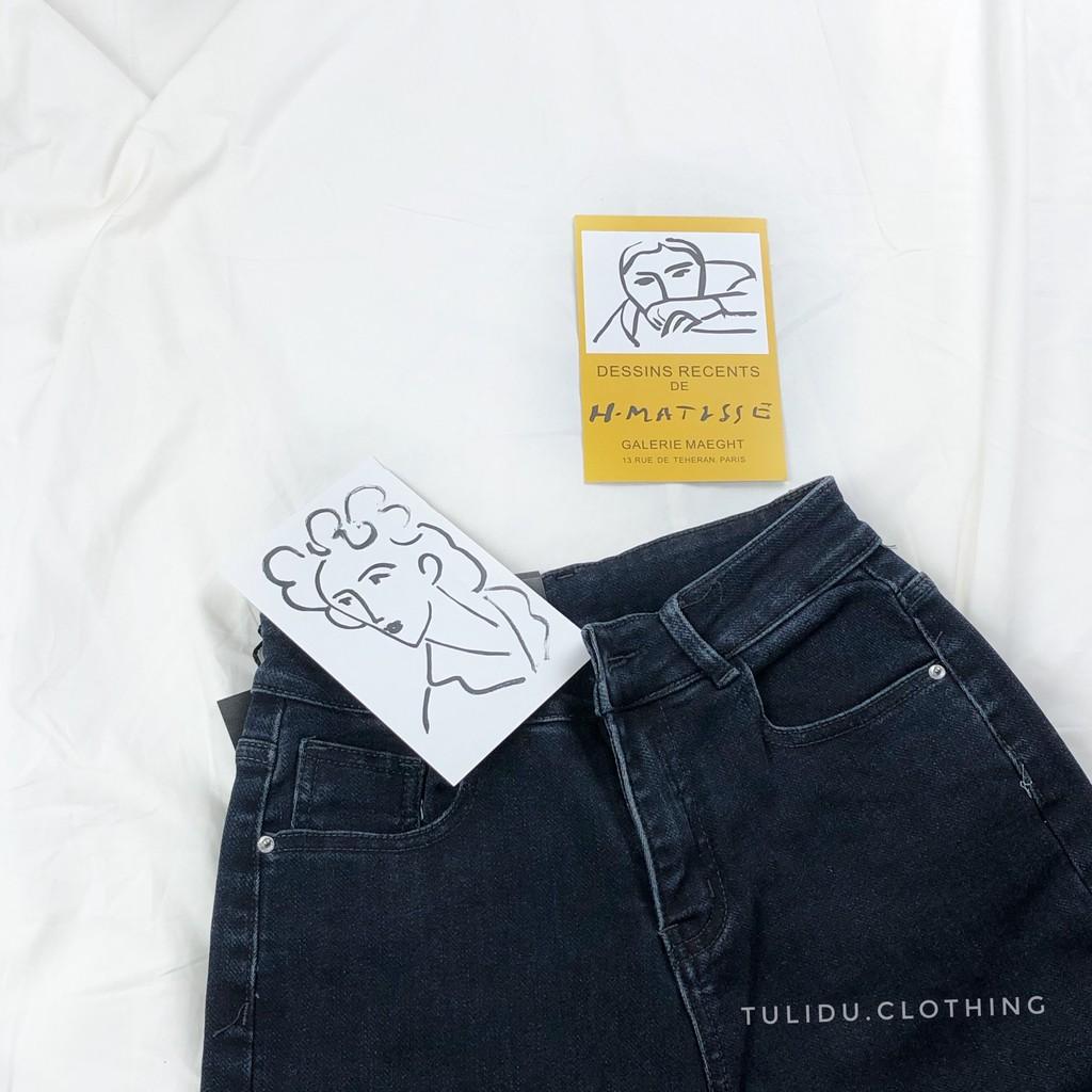 Quần Jean Nữ Dáng Baggy Cạp Lưng Cao Trơn Hàng Cao Cấp Quần Bò Nữ Co Giãn 94.19