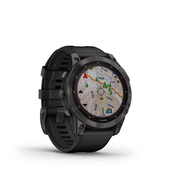 Đồng hồ thông minh fenix 7X, Sapphire, Solar, Màu xám Carbon viền Titanium với dây Silicone, - Hàng Chính Hãng