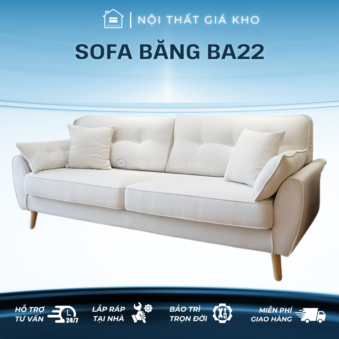 Ghế sofa băng phòng khách dài 1m8 bọc nhung tặng kèm gối