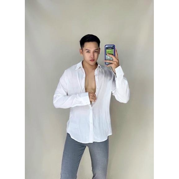 Áo Sơ Mi Tay Dài Lụa Basic Unisex Mr Smile 99 Shop