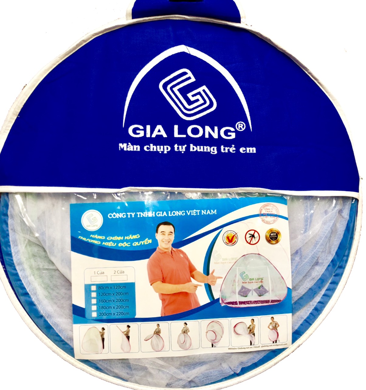 Màn chụp tự bung không đáy G Gia Long cao cấp 1.8m x 2m