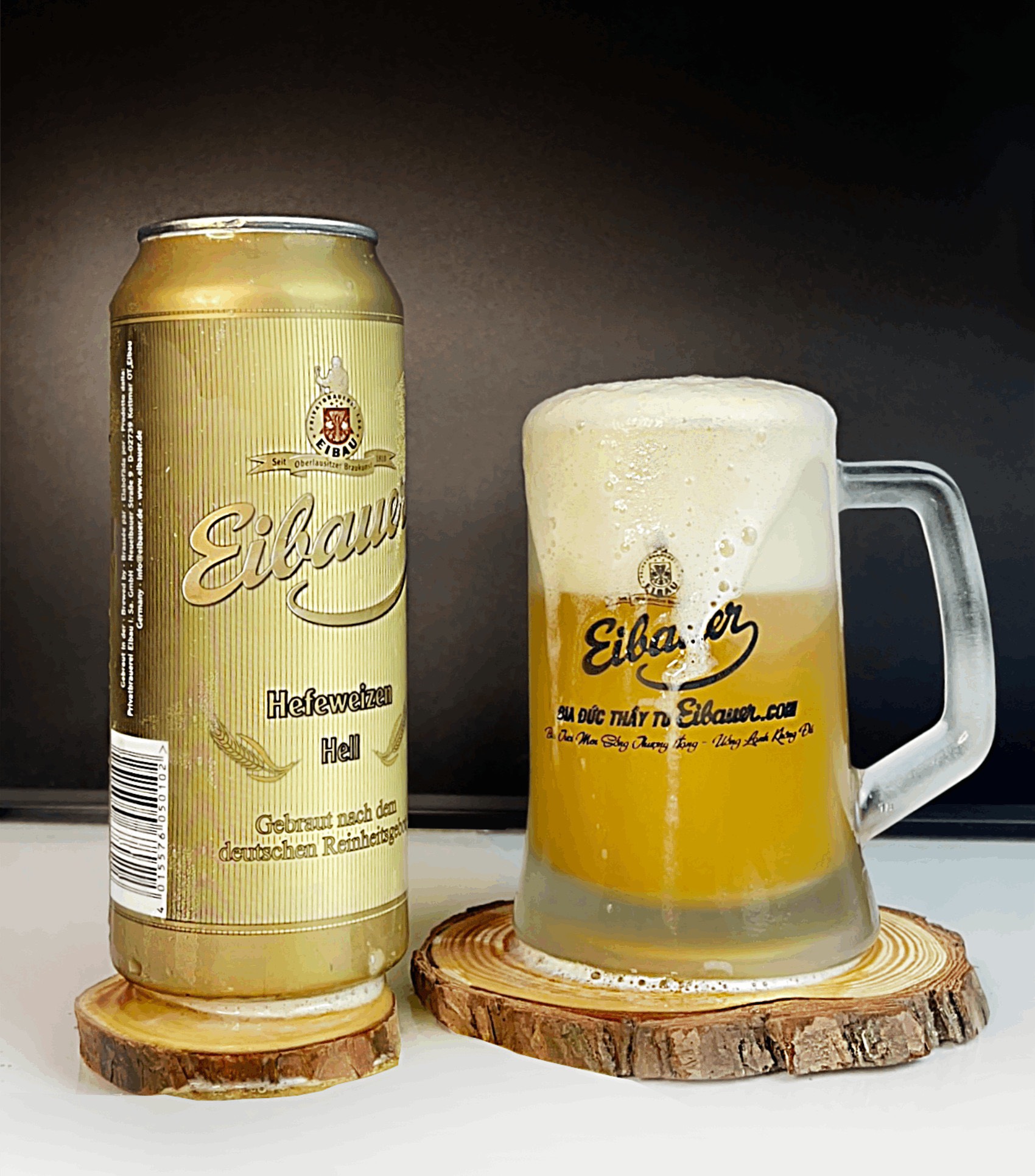 Thùng 8 Lon Bia Thầy Tu EIBAUER HEFEWEIZEN HELL 5.2% 500ml - Bia Tươi Men Sống Thượng Hạng - Bia Đức Nhập Khẩu Chính Hãng