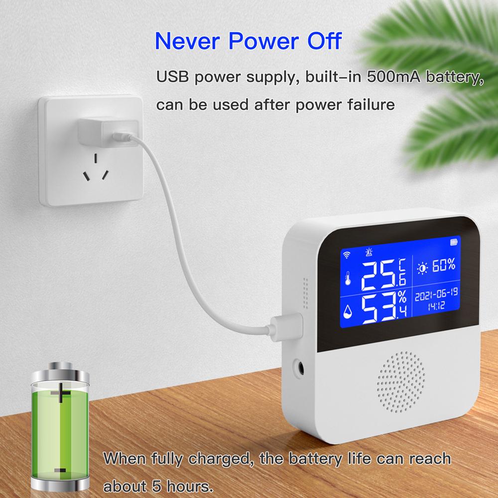 Tuya Wifi Temperature Humidity Sensors APP Remote Monitor Control for Home Intelligent Scenario Linkage Compatible with Amazon Alexa Google Home Voice Control