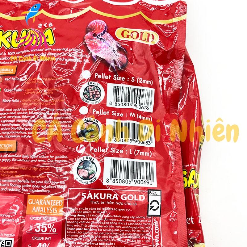 Thức Ăn Cá Koi Sakura Gold 2200 gram 35% - Cám Cá Cảnh dạng hạt 3 SIZE