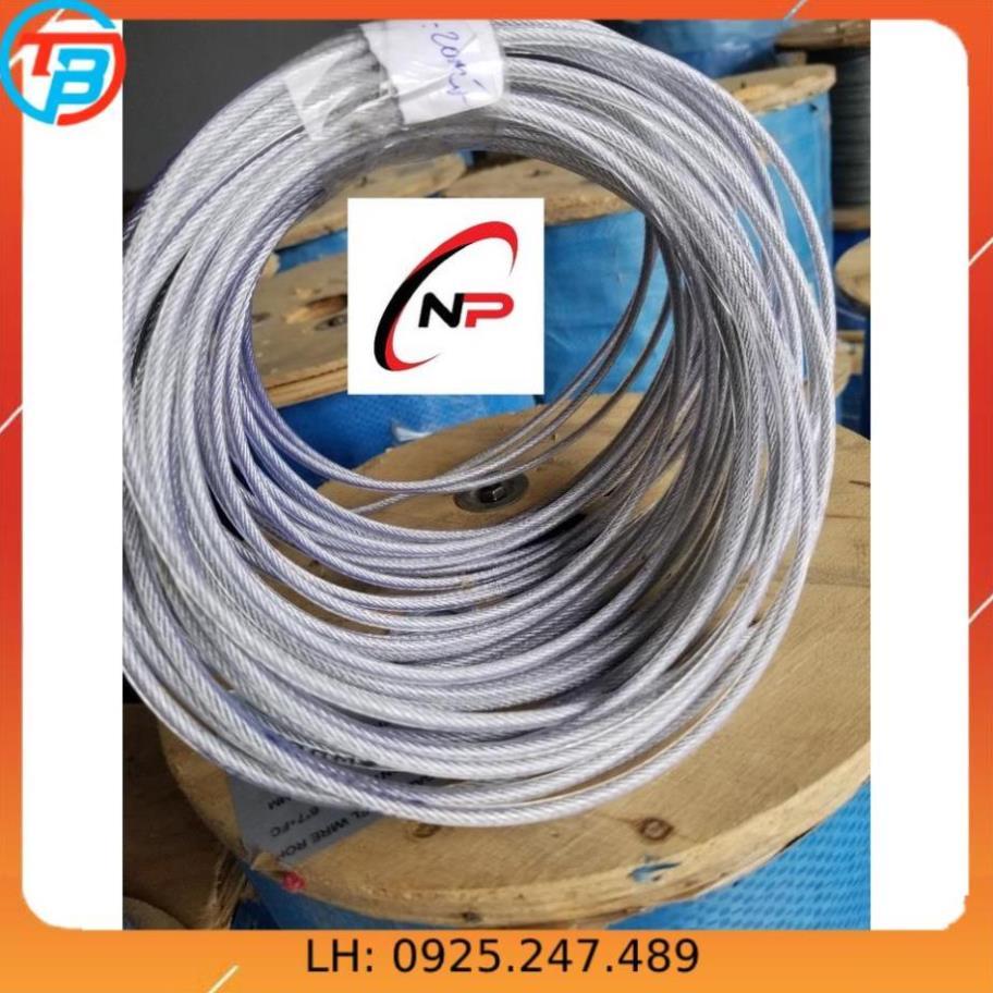 100 Mét Cáp Thép Bọc Nhựa 5mm.Bọc nhựa nên chống rỉ sét, chịu lực tốt
