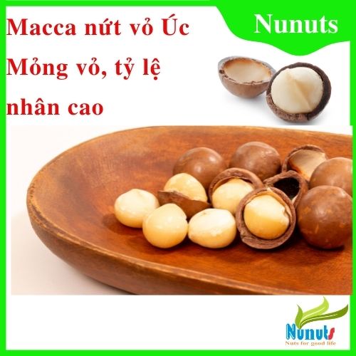 Hạt Macca Úc nứt vỏ Nunuts hộp 500g - Kèm dụng cụ tách vỏ