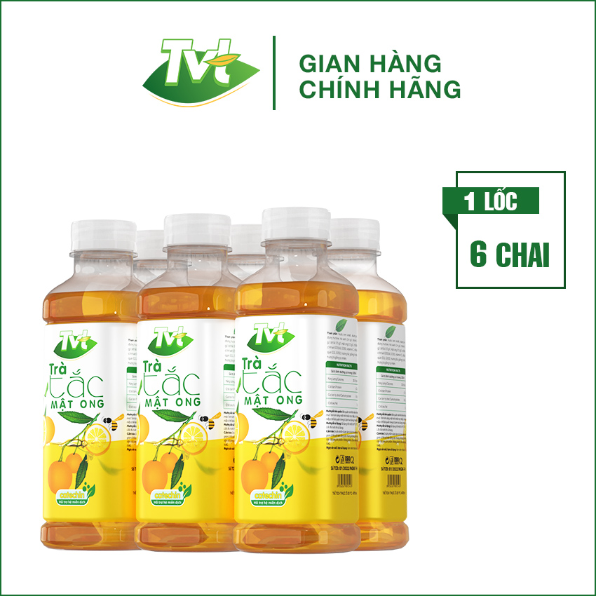 [Lốc 06 chai 450ml] Trà Tắc Mật Ong TVT tinh chất trà xanh, mật ong, quả tắc, mát lành thanh khiết, tốt cho tim mạch