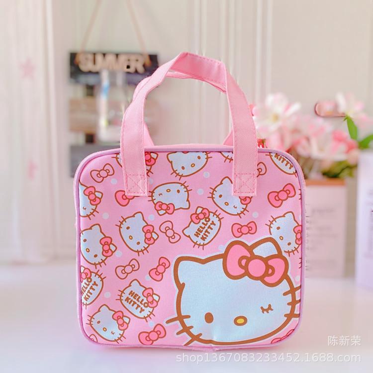 Sanrio Hoạt Hình Dễ Thương Giai Điệu Túi Xách Hộp Cơm Cách Nhiệt Túi Lớn Dung Tích Túi Đựng Đồ Ăn Trưa Hello Kitty Di Động Chống Nước Hộp Cơm Trưa B