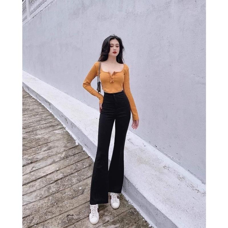 Quần ống loe nữ công sở, quần ống loe nữ chất tuyết mưa, quần ống loe lưng cao nữ.