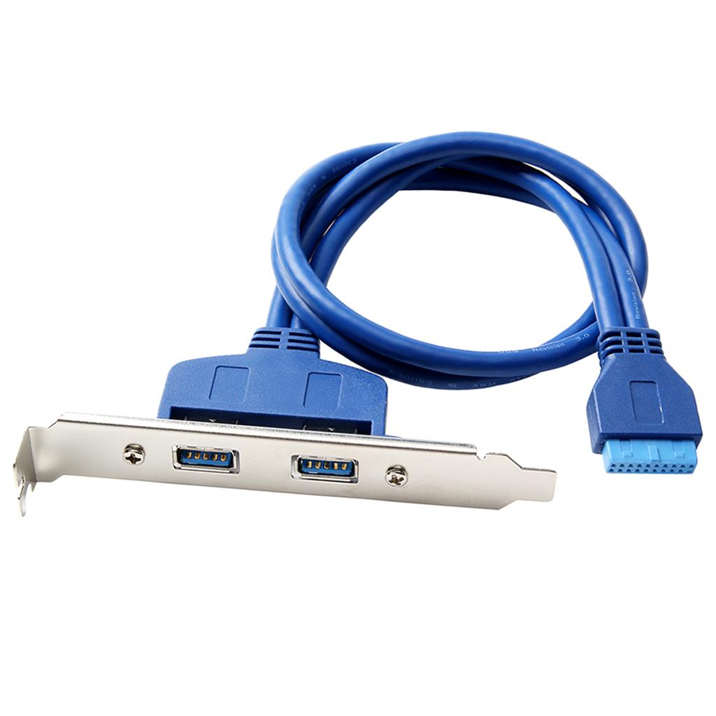 Motherboard USB 3.0 Dual Port Bracket Cable with Built-in 20 Pin Header