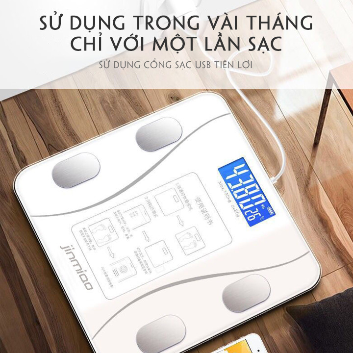 Cân Điện Tử Thông Minh JT 414 - Kết Nối Bluetooth - Có APP Theo Dõi Các Chỉ Số Sức Khỏe.