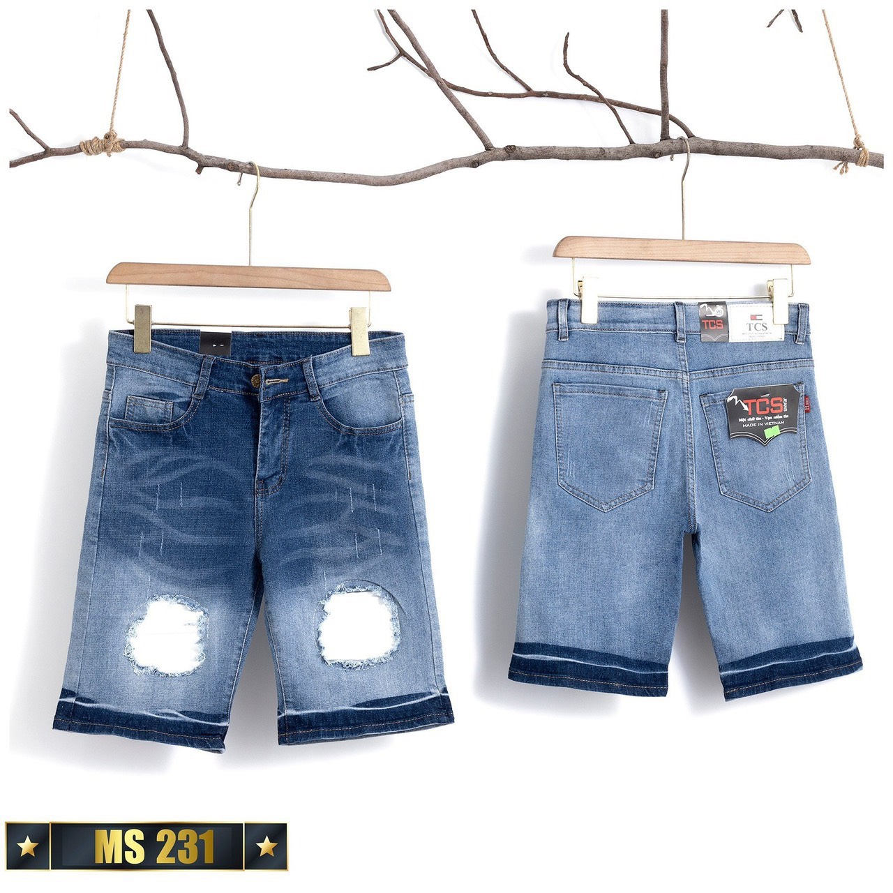 Quần Short Jean Nam co dãn kiểu dáng trẻ trung đơn giản Thương Hiệu Chandi, quần sọt mẫu mới xu hướng QSJN300