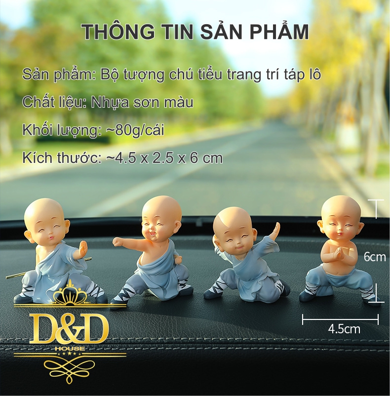 Tượng chú tiểu trang trí táp lô xe hơi, ô tô siêu cute