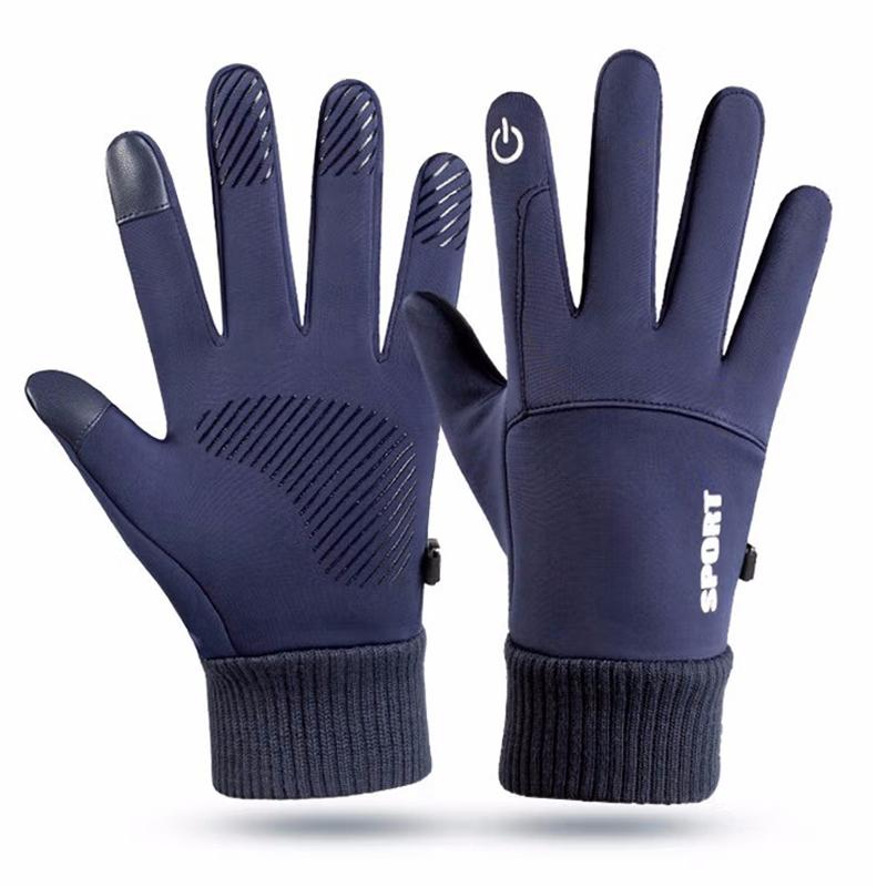 Unisex cảm ứng cảm ứng mùa đông nhiệt ấm đầy đủ găng tay ngón tay ngoài trời đi xe đạp găng tay lạnh không trượt găng tay màu tinh khiết Color: Blue