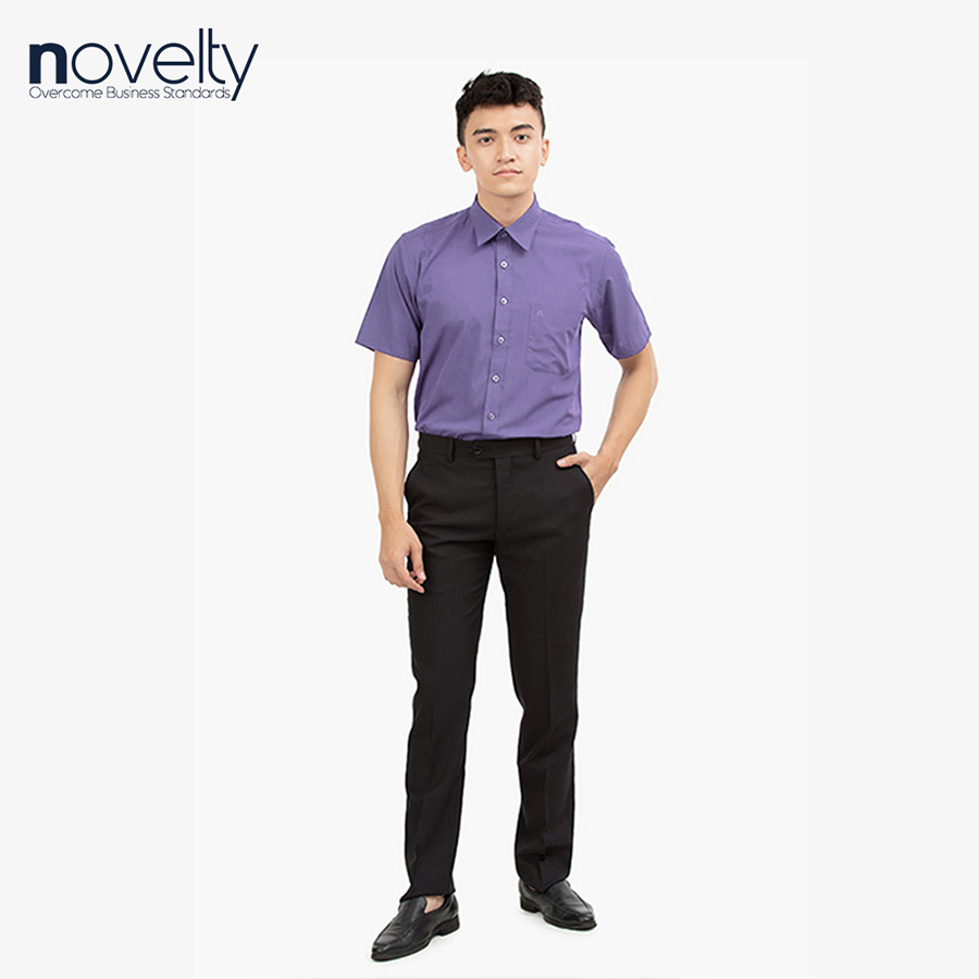 Áo sơ mi nam Slim fit ngắn tay tím nhạt NSMMMTMMMR171426N