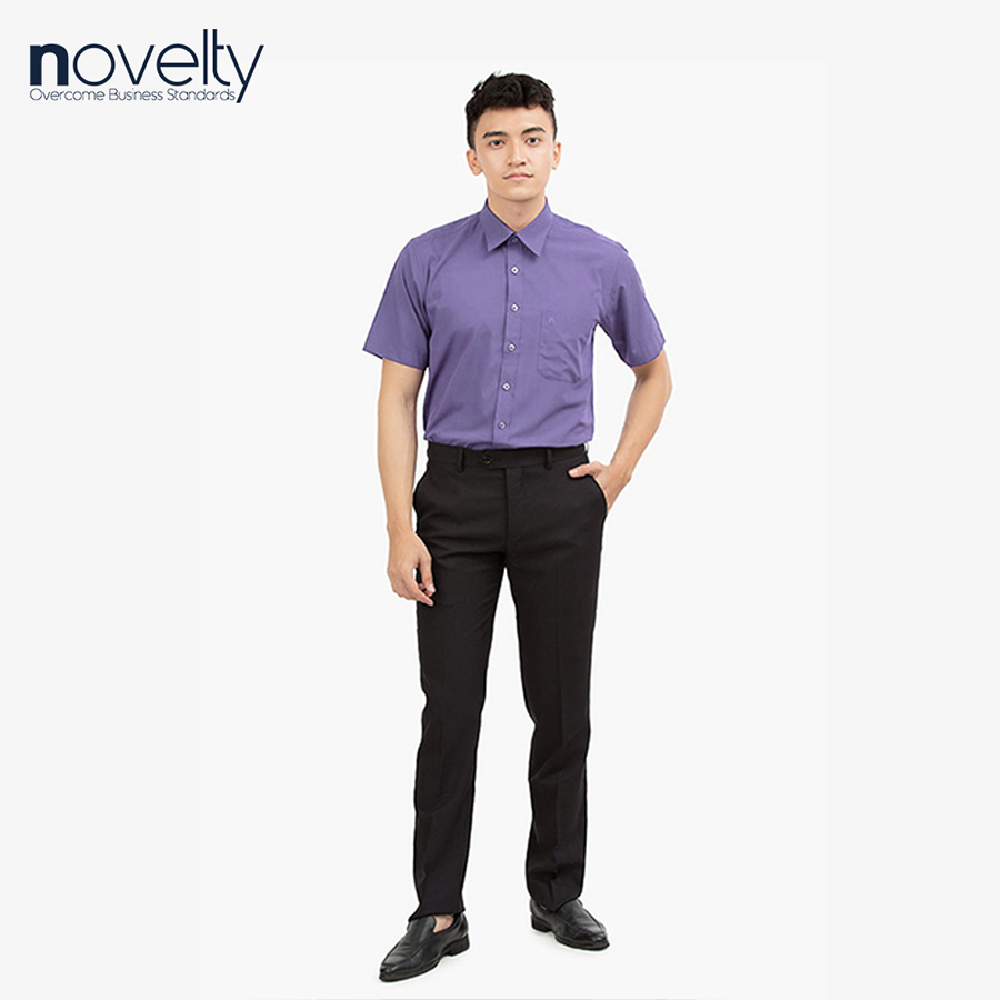 Áo sơ mi nam Slim fit ngắn tay tím nhạt NSMMMTMMMR171426N