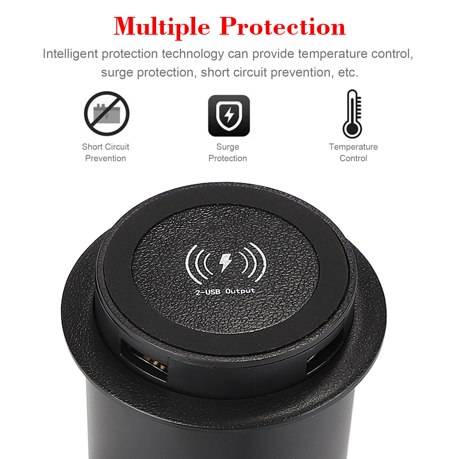 Bộ Sạc T9 Không Dây Nhúng Trên Máy Tính Để Bàn QI Với Tấm Sạc Nhanh Có 2 Cổng USB