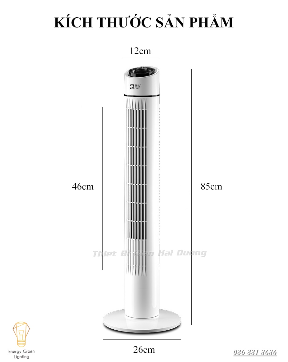 Quạt Điều Hoà CAMEL TS-01 - Quạt Tháp Không Cánh - Quạt Cây Đứng Siêu Mát,Tiện Lợi - Công Suất 50w - CÓ VIDEO