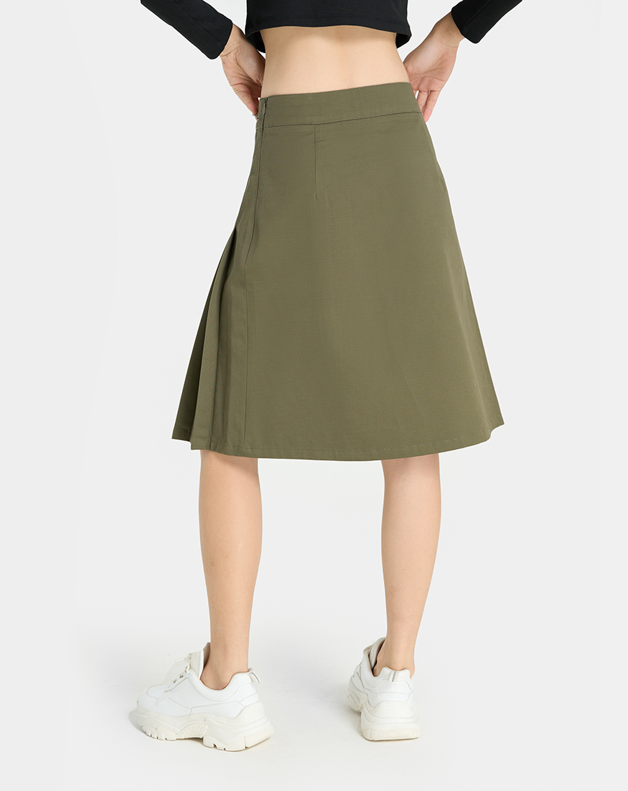 Chân Váy Midi Nữ Thời Trang JUNO Vạt Chéo Xếp Ly JNVLU013