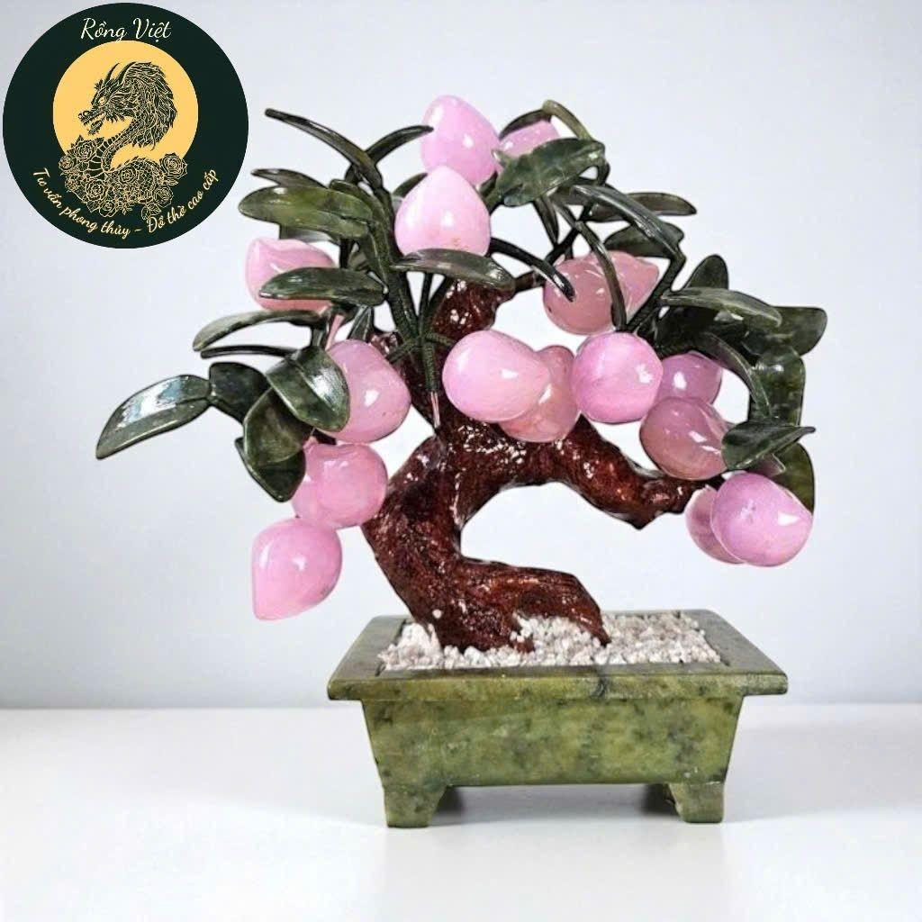 Cây Đào đá phong thủy Rồng Việt, cây đào đặt bàn làm việc, ban thờ thần tài, tặng tân gia